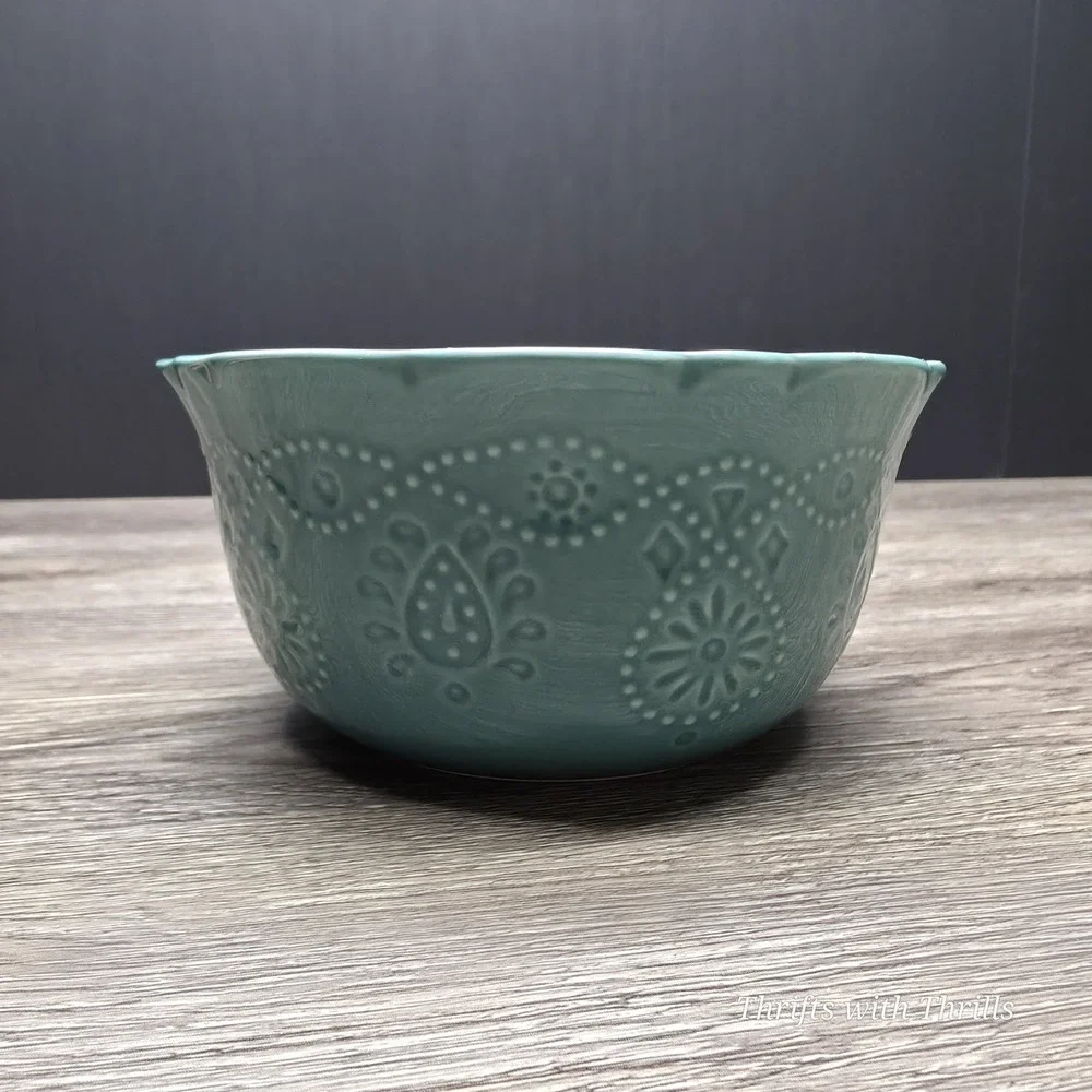 Pioneer Woman Lace Cowgirl Stoneware - Teal -‎ Replacement Bowl
